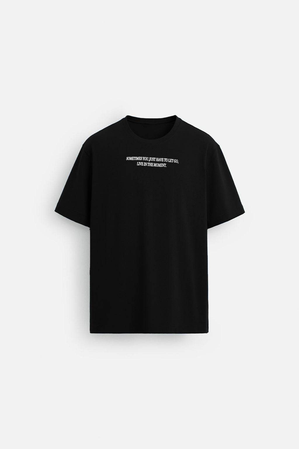 Black Men's Oversized "Live In The Moment" Graphic T‑Shirt | 100% Cotton Casual Wear