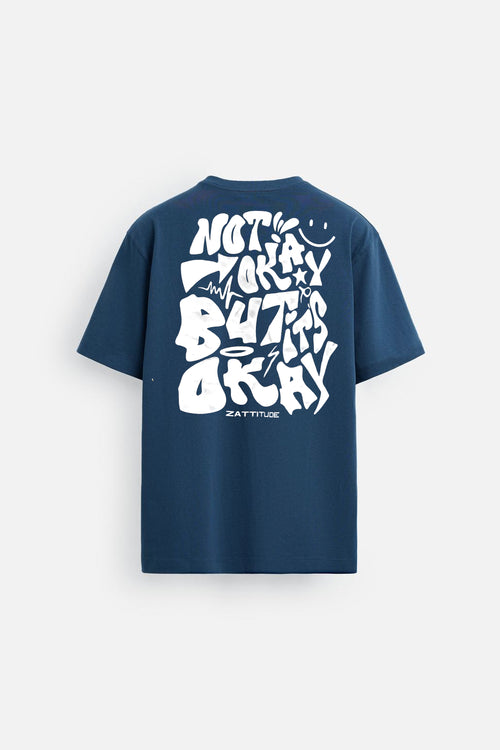 Dark blue Men's Oversized "Not Busy, Just Okay" Graphic T‑Shirt | 100% Cotton Streetwear